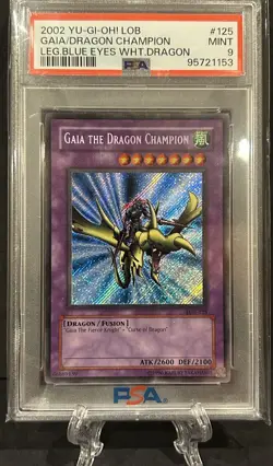 PSA 9 MINT Gaia the Dragon Champion LOB-125 Secret Rare Unlimited Yugioh - Image 1