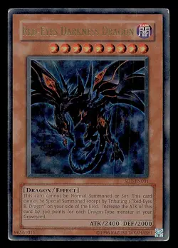 Yugioh! Red-Eyes Darkness Dragon SD1-EN001 Ultra Rare UNL MP Card - Image 1