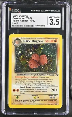 CGC 3.5 Pop 2 VG Dark Dugtrio 2000 Team Rocket 6/82 Holo SWIRL Pokemon Card - Image 1
