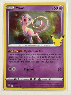 Mew 011/025 - 25th Anniversary Celebrations Holo Rare Pokemon Card NM - Image 1