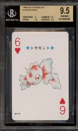 Pokemon Gold Playing Cards Goldeen 6 of Hearts #118 BGS 9.5 - Image 1