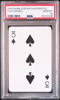 2016 POKEMON CENTER SAPPORO PLAYING CARDS 3 OF SPADES PSA 10 - Image 1