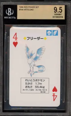 Pokemon Red Playing Cards Articuno 4 of Hearts #144 BGS 9.5 - Image 1