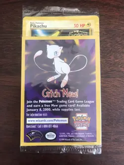 SEALED "Catch Mew" Pokemon PIKACHU Card BLACK STAR PROMO Set#4 Movie WB Stamped - Image 1