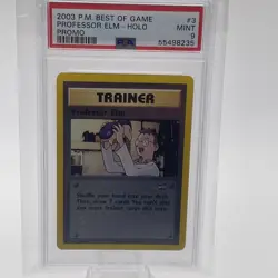 PSA 9 MINT Professor Elm # 3 Best of Game Reverse Foil PROMO Pokemon Card - Image 1