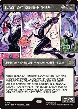 FOIL Borderless BLACK CAT, CUNNING THIEF mtg NM Marvel's Spider-Man 1 Rare PANEL - Image 1