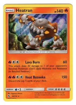 Pokemon TCG Heatran Sun & Moon Lost Thunder 48/214 Holo Rare Card NM - Image 1