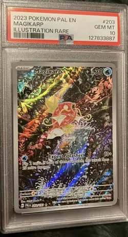 Pokemon TCG Magikarp Holo Card Paldea Evolved Illustration, Rare, PSA 10,203/193 - Image 1