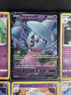 Hatterene V/HOLO + Hattrem (x3/2 RevHOLO) +Hatenna 6-card mixed Pokemon lot PWE - Image 3