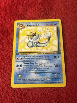 1st Edition Vaporeon 28/64 Jungle Non Holo Wotc Pokemon Card 1999 Lp - Image 1