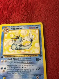 1st Edition Vaporeon 28/64 Jungle Non Holo Wotc Pokemon Card 1999 Lp - Image 3