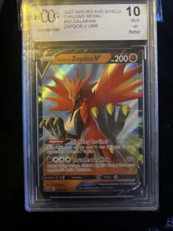 Galarian Zapdos V Holo Card 080/198 Sword & Shield Chilling Reign BCCG Mint 10 - Image 1