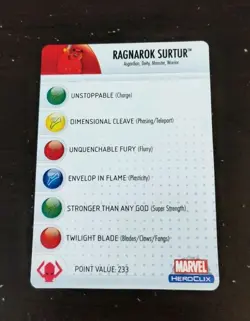1x Ragnarok Surtur #201 Heroclix Replacement Card Only / Used / Marvel - Image 1