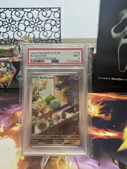 Pokemon TCG Bulbasaur Stellar Crown Illustration Holo Card 143/142 PSA 9 - Image 1