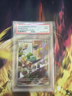 Pokemon TCG Bulbasaur Stellar Crown Illustration Holo Card 143/142 PSA 9 - Image 3