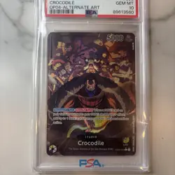 PSA 10 GEM MINT Crocodile 058 OP04 Kingdoms Of Intrigue Leader One Piece Card - Image 2