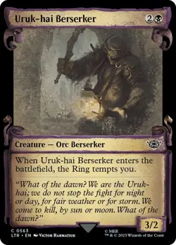 Uruk-hai Berserker 563 LTR MTG Black Foil Creature Orc Berserker Ring MEE Common - Image 1