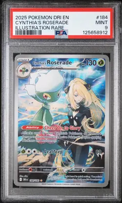 2025 POKEMON DRI EN-DESTINED RIVALS ILLUSTRATION RARE CYNTHIA'S ROSERADE PSA 9 - Image 1