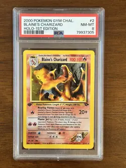 2000 Pokemon Gym Challenge Blaine’s Charizard 1st Edition Holo PSA 8 #2 - Image 1