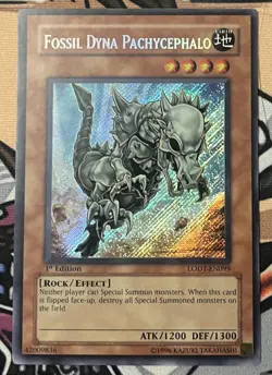 Yugioh Fossil Dyna Pachycephalo LODT-EN099 Secret Rare 1st Ed NM - Image 1