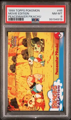 PSA 8 NM/MINT 1999 TOPPS POKEMON 46 MOVIE EDITION PEACEMAKER PIKACHU - Image 1