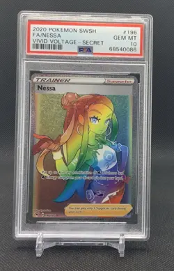 Pokemon Vivid Voltage NESSA Full Art Rainbow Secret Rare #196 PSA 10 - Image 1