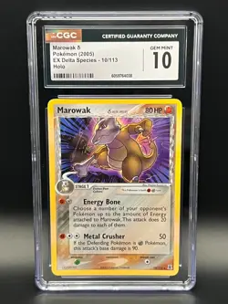 2005 Pokemon EX Delta Species- MAROWAK 10/113 HOLO RARE- CGC Gem Mint 10 - Image 1