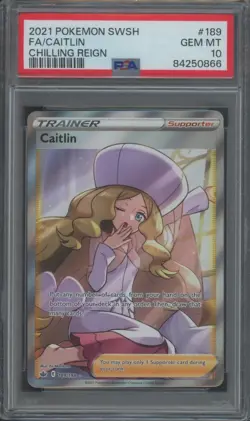 Pokemon TCG Caitlin 189/198 Chilling Reign Trainer Ultra Rare PSA 10 - Image 1