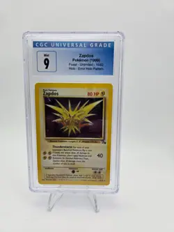 CGC 9 MINT Zapdos 1999 Fossil 15/62 Holo Error Holo Pattern Pokemon Card - Image 1
