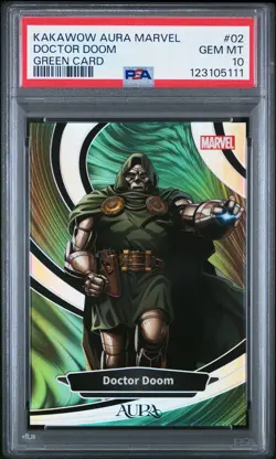 2025 KAKAWOW AURA MARVEL GREEN CARD #02 DOCTOR DOOM 13/25 PSA 10 - Image 1