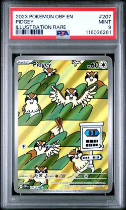 2023 POKEMON OBF EN-OBSIDIAN FLAMES ILLUSTRATION RARE #207 PIDGEY PSA 9 - Image 1