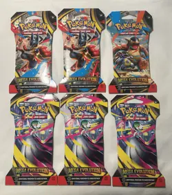 Lot of 6 Pokemon Mega Evolution Booster Packs (Factory Sealed + Unweighted) - Image 1