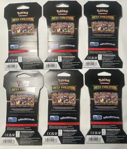 Lot of 6 Pokemon Mega Evolution Booster Packs (Factory Sealed + Unweighted) - Image 2