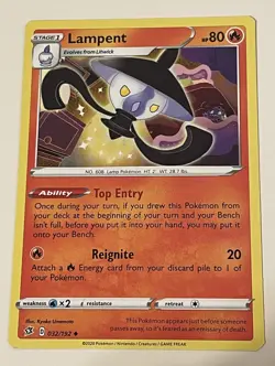 Pokemon Rebel Clash Sword & Shield Lampent - 32/192 - Uncommon NM/M, Pack Fresh - Image 1