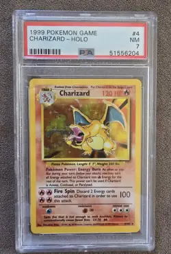 1999 Pokemon Charizard Holo PSA 7 NM Game #4/102 - Image 1