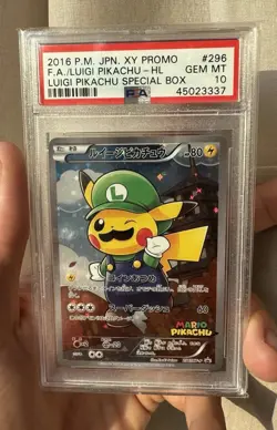 2016 PSA 10 Luigi Pikachu ~ Poncho Full Art Jpn XY Promo Special Box Pokemon 296 - Image 2