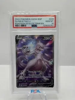 2022 Pokemon SWSH Black Star Promo Pokemon Go ETB #229 FA Mewtwo V PSA 10 - Image 1