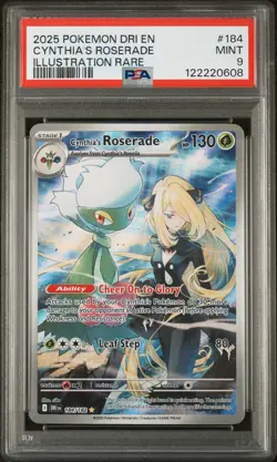 2025 POKEMON DRI EN-DESTINED RIVALS 184 CYNTHIA'S ROSERADE PSA 9 - Image 1