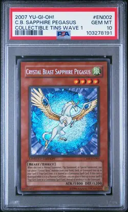 Yu-Gi-Oh! Crystal Beast Sapphire Pegasus 2007 CT04-EN002 Limited Edition PSA 10 - Image 1