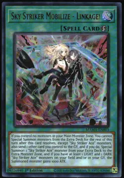 Yu-Gi-Oh! Sky Striker Mobilize - Linkage! 2022 MAMA-EN003 Ultra Rare 1st Edition - Image 1