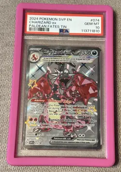 Pokemon TCG Charizard EX Scarlet & Violet Paldean Fates Promo Card #74 + bumper - Image 1