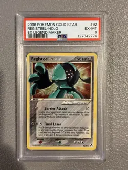 Registeel Gold Star Holo Card 92/92 Legend Maker Series PSA 6 - Image 1