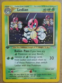 Ledian 39/111 1st Edition Uncommon Non-Holo Neo Genesis Pokemon Card NM/LP - Image 1
