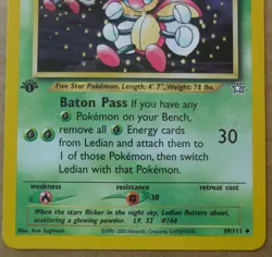 Ledian 39/111 1st Edition Uncommon Non-Holo Neo Genesis Pokemon Card NM/LP - Image 3