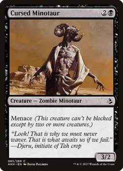 Cursed Minotaur 85 AKH MTG Black Zombie Menace Common 2017 Creature EN Palumbo - Image 1