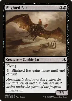 Blighted Bat 80 AKH MTG Black Zombie Flying Common Haste 2017 Hamm EN - Image 1