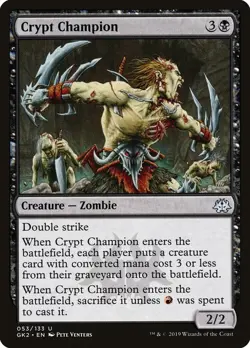 Crypt Champion 53 GK2 MTG Uncommon Black Zombie Double Strike 2019 Venters EN - Image 1