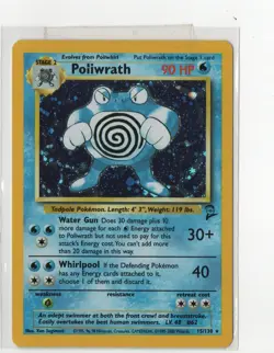 Pokemon Cards -Base Set 2 -Poliwrath 15/130- Holo- Rare - Image 1