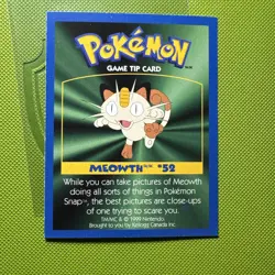 Pokemon: MEOWTH #52 [Game Tip Card] - [Kellogg's Canada Cereal Promo (1999)] NM - Image 1