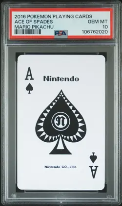 2016 POKEMON PLAYING CARDS MARIO PIKACHU ACE OF SPADES PSA 10 - Image 1